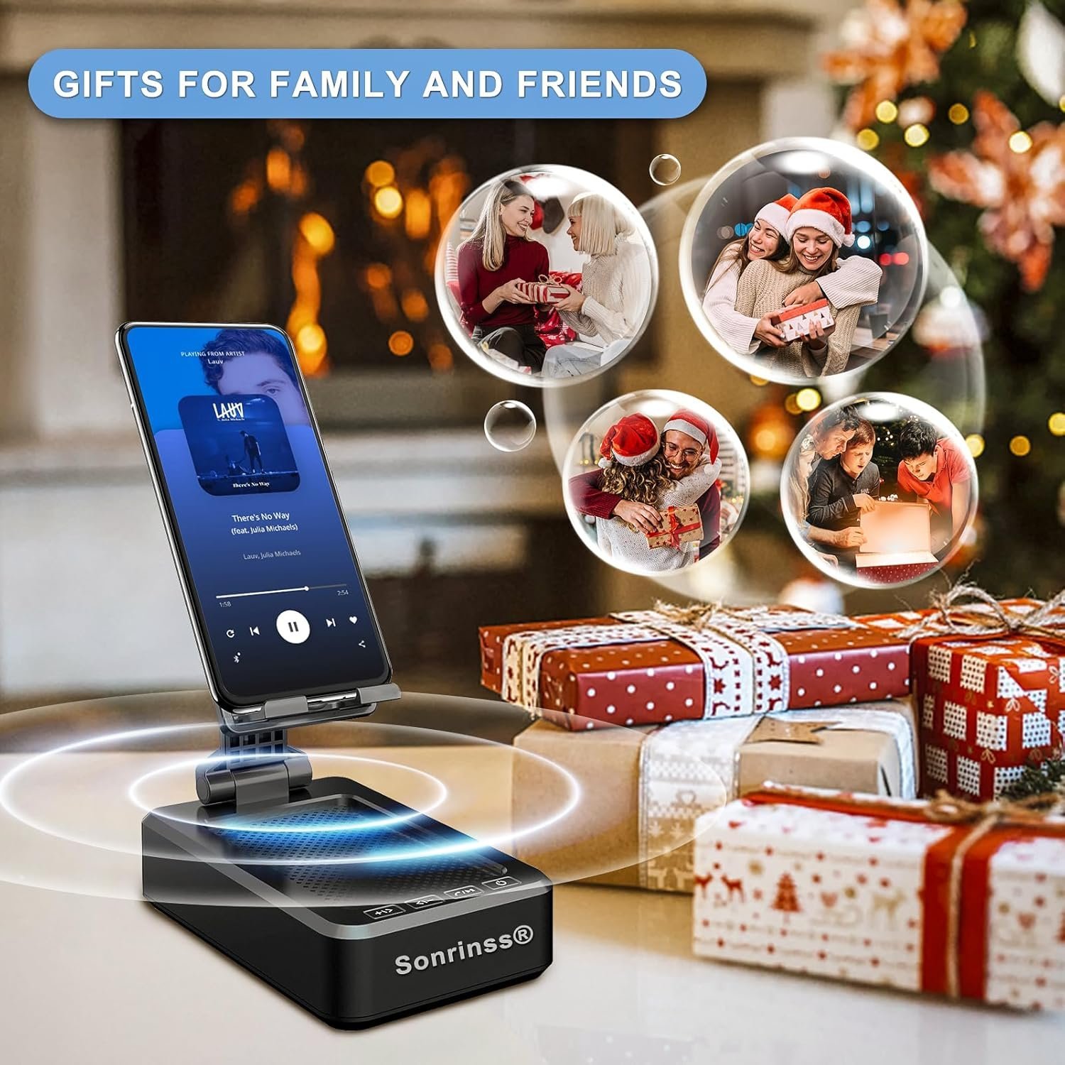 Cell Phone Stand with Wireless Bluetooth Speaker Compatible for Any Smartphones,Anti-Slip Design Phone Holder with HD Surround Sound Bluetooth Speaker for Home,Office,Outdoor - Image 5